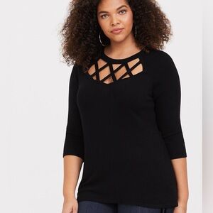 Torrid black lattice front sweater